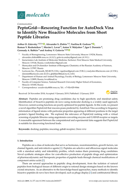 Peptogrid—Rescoring Function for Autodock Vina to Identify New Bioactive Molecules from Short Peptide Libraries