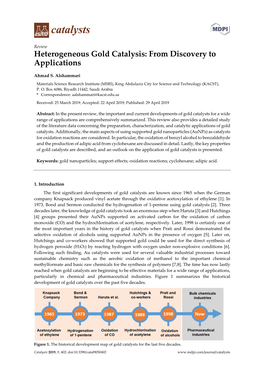 Heterogeneous Gold Catalysis: from Discovery to Applications