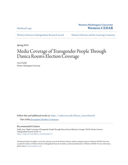 Media Coverage of Transgender People Through Danica Roem's