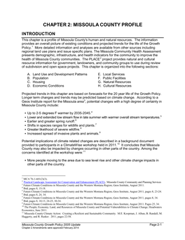 Chapter 2: Missoula County Profile