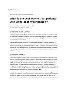 What Is the Best Way to Treat Patients with White-Coat Hypertension?