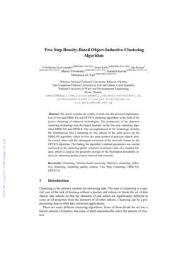 Two Step Density-Based Object-Inductive Clustering Algorithm