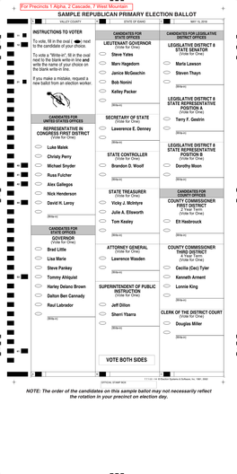 Sample Republican Primary Election Ballot