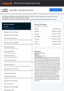 881 Bus Time Schedule & Line Route