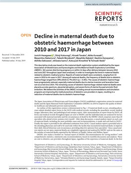 Decline in Maternal Death Due to Obstetric Haemorrhage Between