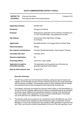 South Cambridgeshire District Council Report To