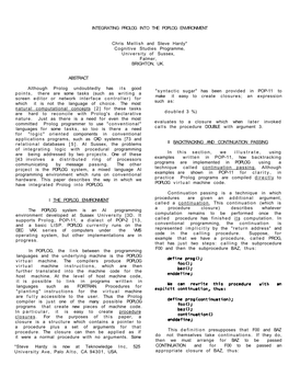 Integrating Prolog Into the Poplog Environment