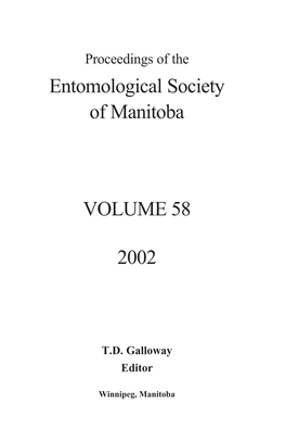 Entomological Society of Manitoba VOLUME 58 2002