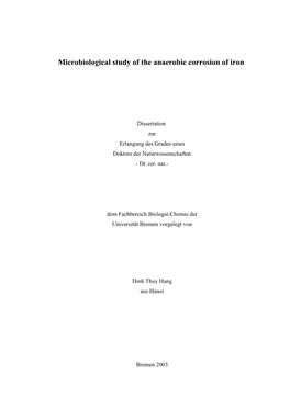 Microbiological Study of the Anaerobic Corrosion of Iron