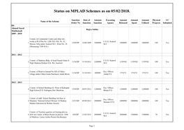 Status on MPLAD Schemes As on 05/02/2018