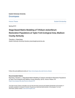 Stage Based Matrix Modeling of [I]Trifolium Stoloniferum[/I]