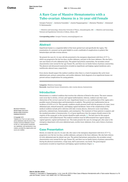 A Rare Case of Massive Hematometra with a Tubo-Ovarian Abscess in a 16-Year-Old Female