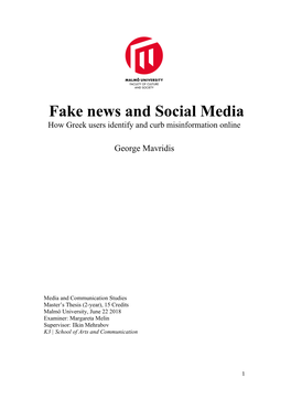 Fake News and Social Media How Greek Users Identify and Curb Misinformation Online