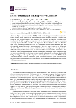 Role of Interleukin-6 in Depressive Disorder