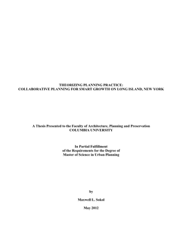 Theorizing Planning Practice: Collaborative Planning for Smart Growth on Long Island, New York