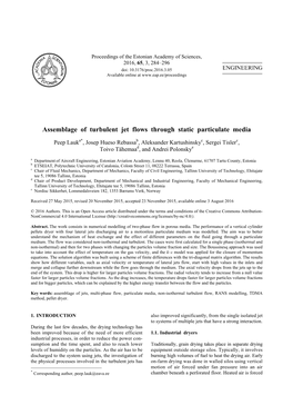 Assemblage of Turbulent Jet Flows Through Static Particulate Media