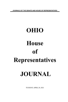 April 20, 2021 566 House Journal, Tuesday, April 20, 2021