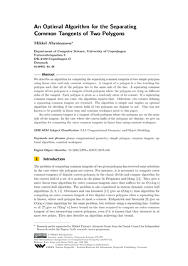 An Optimal Algorithm for the Separating Common Tangents of Two Polygons