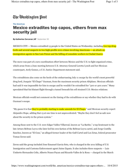 Mexico Extradites Top Capos, Others from Max Security Jail - the Washington Post Page 1 of 3