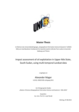 Master Thesis Impact Assessment of Oil Exploitation in Upper Nile State