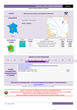 SOUMANS – RESEAU MINES DE MONTEBRAS 23174.1 Inventaire Des Réseaux Spéciaux Et Particuliers