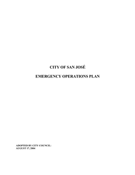 City of San José Emergency Operations Plan Should Be Considered an Extension of the State Emergency Operations Plan