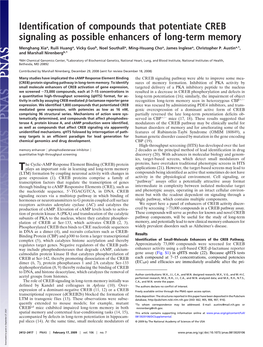 Identification of Compounds That Potentiate CREB Signaling As Possible Enhancers of Long-Term Memory