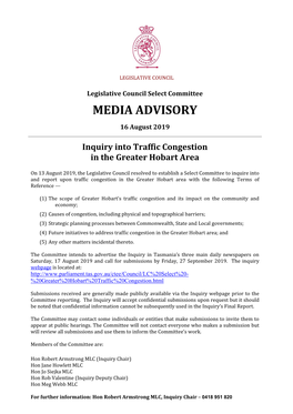 Media Advisory