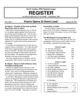 REGISTER an Official Publication of the NCABL - Established 1992