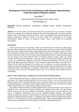 Development Trend of the Architectures with Chinese Characteristics Under the Impact of Western Culture