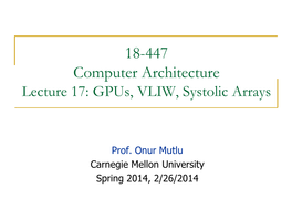 18-741 Advanced Computer Architecture Lecture 1: Intro And