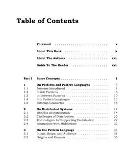 Table of Contents