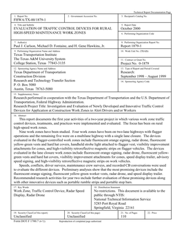 Evaluation of Traffic Control Devices for Rural High-Speed Maintenance Work Zones