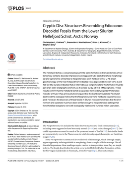 Cryptic Disc Structures Resembling Ediacaran Discoidal Fossils from the Lower Silurian Hellefjord Schist, Arctic Norway