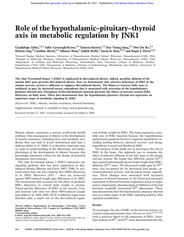 Role of the Hypothalamic–Pituitary–Thyroid Axis in Metabolic Regulation by JNK1