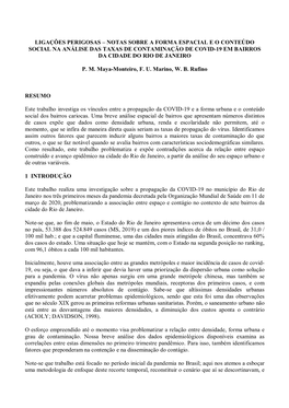 Ligações Perigosas – Notas Sobre a Forma Espacial E O Conteúdo Social Na Análise Das Taxas De Contaminação De Covid-19 Em Bairros Da Cidade Do Rio De Janeiro