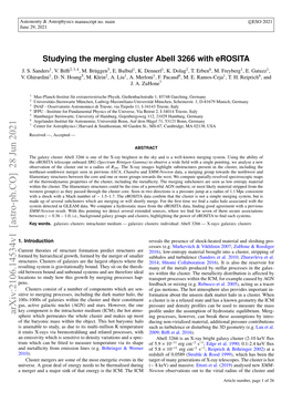 Studying the Merging Cluster Abell 3266 with Erosita J