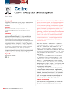 Goitre – Causes, Investigation and Management