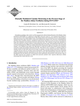 Diurnally Modulated Cumulus Moistening in the Preonset Stage of the Madden–Julian Oscillation During DYNAMO*