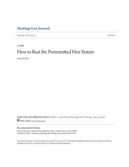 How to Beat the Pretermitted Heir Statute Kurt H