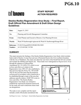 Steeles-Redlea Regeneration Area Study – Final Report, Draft Official Plan Amendment & Draft Urban Design Guidelines