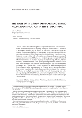 The Roles of In-Group Exemplars and Ethnic- Racial Identification in Self-Stereotyping