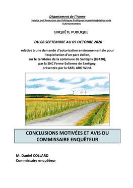 Conclusions Motivées Et Avis Du Commissaire Enquêteur