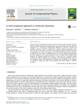 A Semi-Analytical Approach to Molecular Dynamics