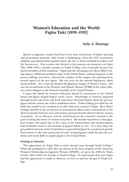 Women's Education and the World: Fujita Taki (1898–1993)