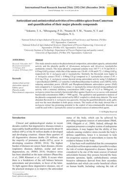 Antioxidant and Antimicrobial Activities of Two Edibles Spices from Cameroon and Quantification of Their Major Phenolic Compounds