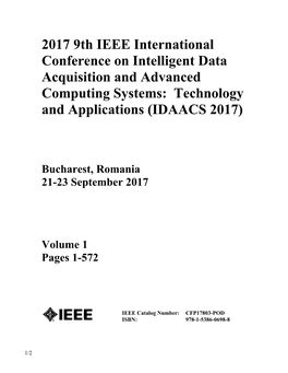 2017 9Th IEEE International Conference on Intelligent Data Acquisition and Advanced Computing Systems: Technology