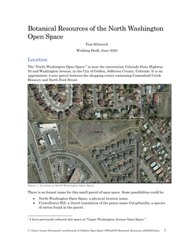 Botanical Resources of the North Washington Open Space Tom Schweich Working Draft: June 2020