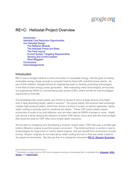 RE<C: Heliostat Project Overview