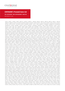 CENTOGENE's Prenatal Gene List